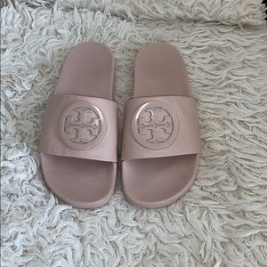 Tory Burch Lina Leather Flat Pool Side Sandals
